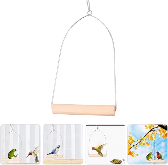Hummingbird Wooden Perch with Rust-Resistant Metal Frame and Hanging Chain - Image 9