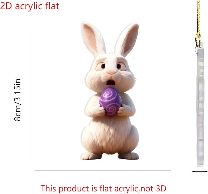 6 Pcs Easter Hanging Ornaments for Tree Funny Bunny - Image 7