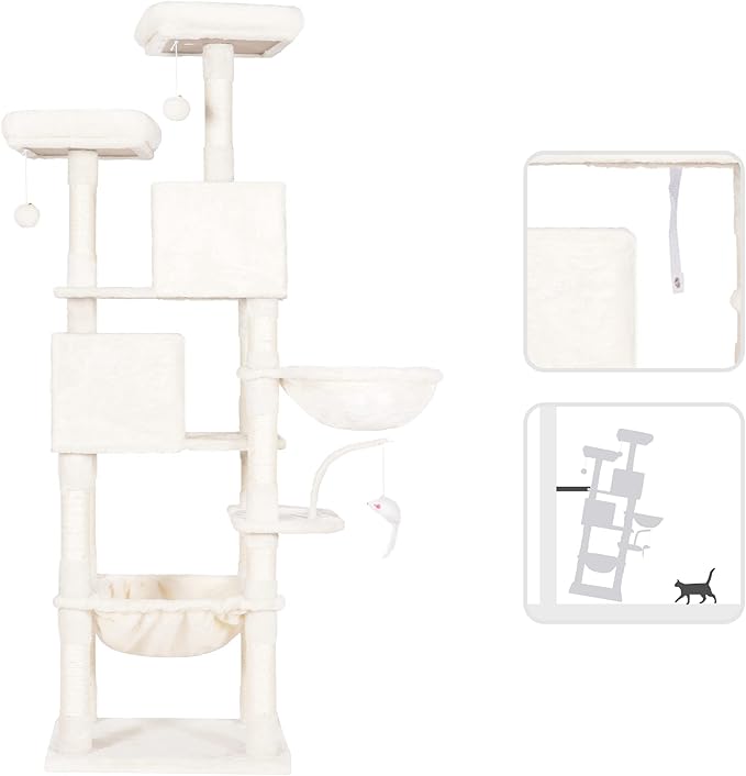Heybly Cat Tree, 70 inches Tall Cat Tower condo - Image 9