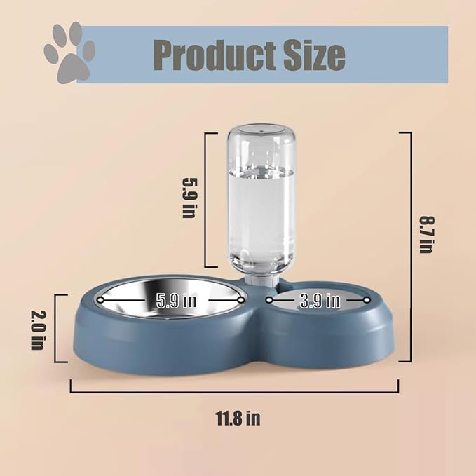Double Dog Cat Bowls, Cat Food and Water Bowl Set - Image 7