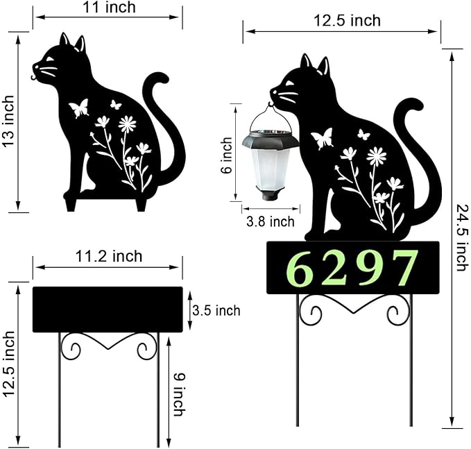 Solar Cat Garden Stakes Cat Holding Solar Lantern Decor Stakes Animal Yard - Image 6