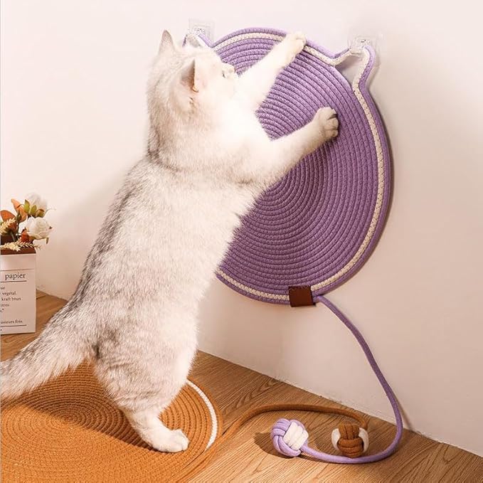 Letalong Cat Scratcher Mat, Natural Cotton Rope Cat Scratch Pad, 15.7'' Round - Image 7