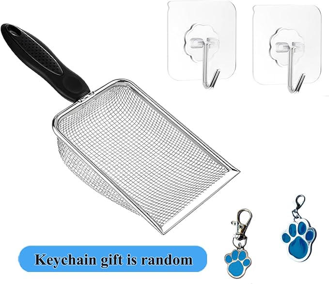 Cat Litter Scoop, Stainless Steel Cats Sturdy Mesh Scooper Kitty Metal Scooper - Image 7