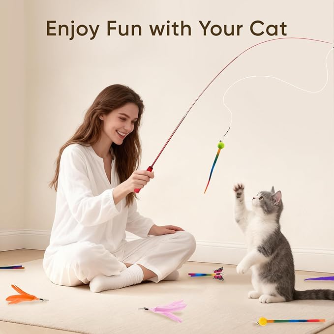 Cat Toys for Indoor Cats, 13 Packs Interactive Cat Wand Toy Set - Image 8