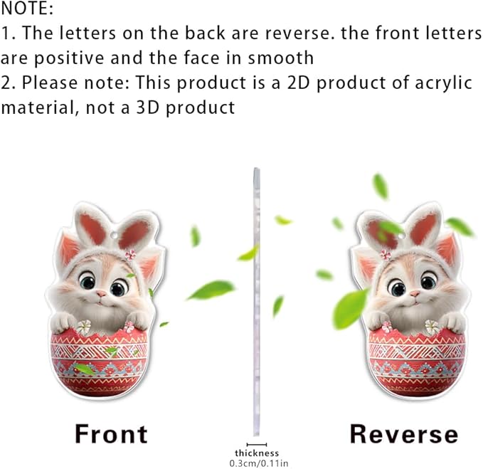 6 Pcs Easter Hanging Ornaments for Tree Bunny Hanging Ornament Mini Colorful - Image 8