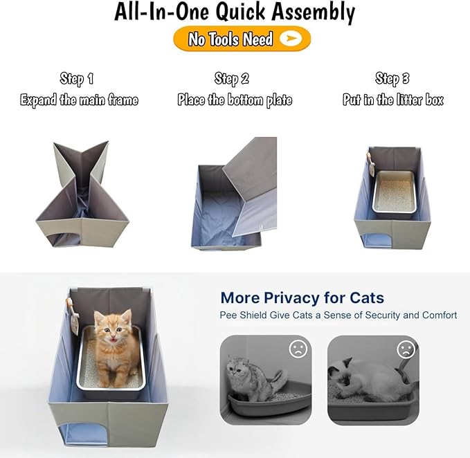 Dog Proof Cat Litter Box Enclosure, Open Top High Side, Less-Mess Extra Large - Image 7