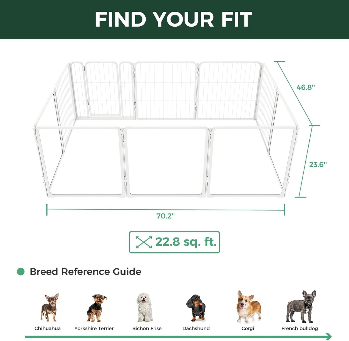 FXW Homeplus Unleashed Indoor Dog Playpen - Stress-Free and Safe Play, Heavy Duty 24 Inch 5 Acrylic Panels + 5 Wire Panels Dog Pen for Puppy and Small Dogs, White│Patented