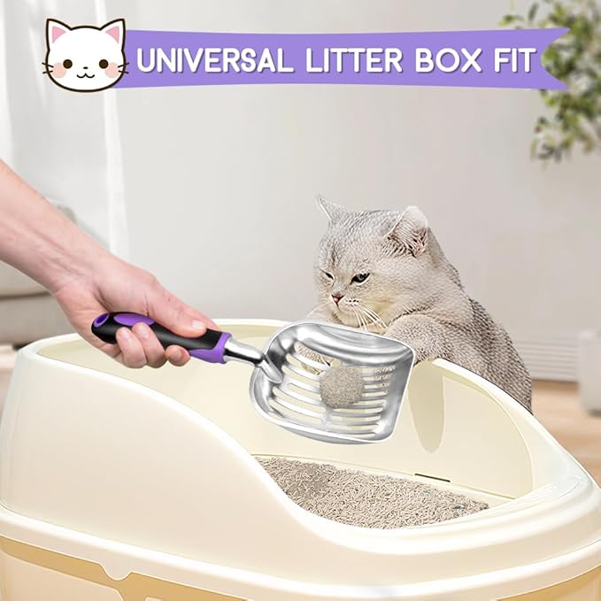 Cat Litter Scoop, Metal Cat Scooper, Rubber Handle Scoop, Sifting Shovel - Image 6