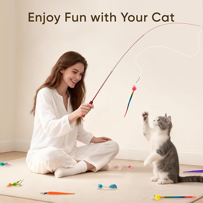 Cat Toys for Indoor Cats, 11 Packs Interactive Cat Wand Toy Set - Image 8