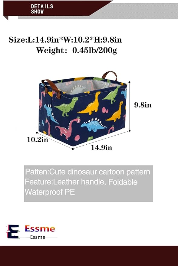 Essme Dinosaur Basket, Dinosaur Storage Baskets - Image 6