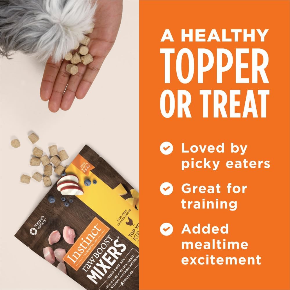 Instinct Raw Boost Mixers, Freeze Dried Dog Food Topper, Grain Free - Cage Free Chicken, 14 oz. Bag