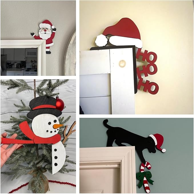 Christmas Door Topper Holiday Home Decor Funny Snowman Santa Claus Top Door - Image 4