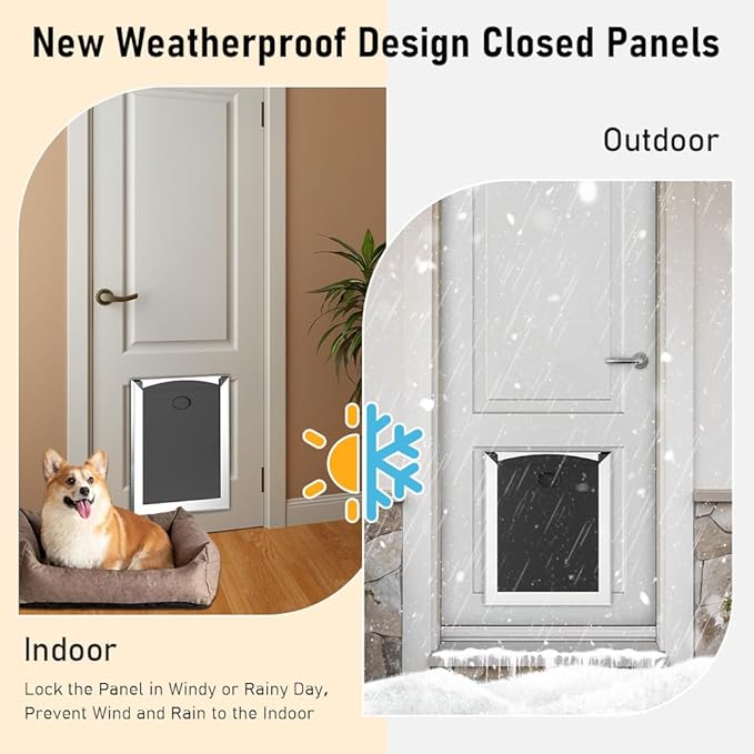 Aluminum French Large Dog Door, Strong Double Magnetic Flaps, - Image 7