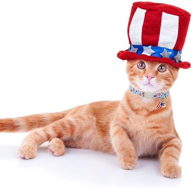 4th 0f July Cat Collar, Summer Baseball Blue Cat Collar - Image 6