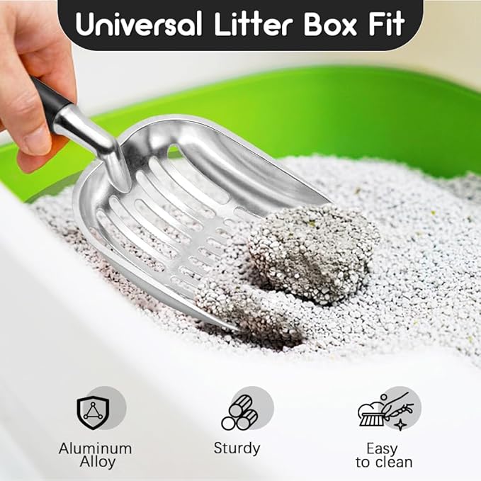 Showvigor Cat Litter Scoop, Metal Cat Scooper, Plastic Handle Scoop, Sifting - Image 6