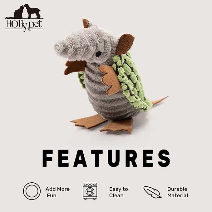 Hollypet Plush Dog Squeaky Toy Stuffed Armadillo Animal Pet Puppy Chew Toys - Image 5