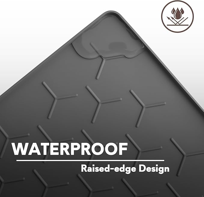 Garoopion Cat Litter Box Mat, Silicone Kitty Litter Mat, Dark Gray - Image 7