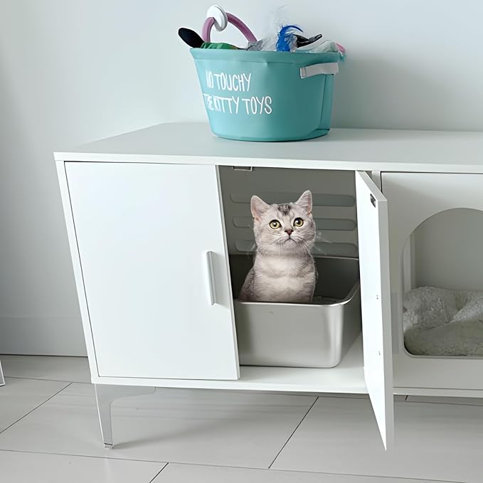 Stainless Steel Litter Box 2 Pack, Never Absorb Odor, Non Stick Metal Litterbox - Image 6