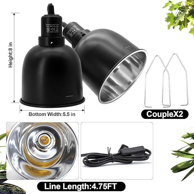 MECESOR Reptile Light Fixture, 2 Packs 5.5 Inch Deep Dome Lampshade, Reptile - Image 7