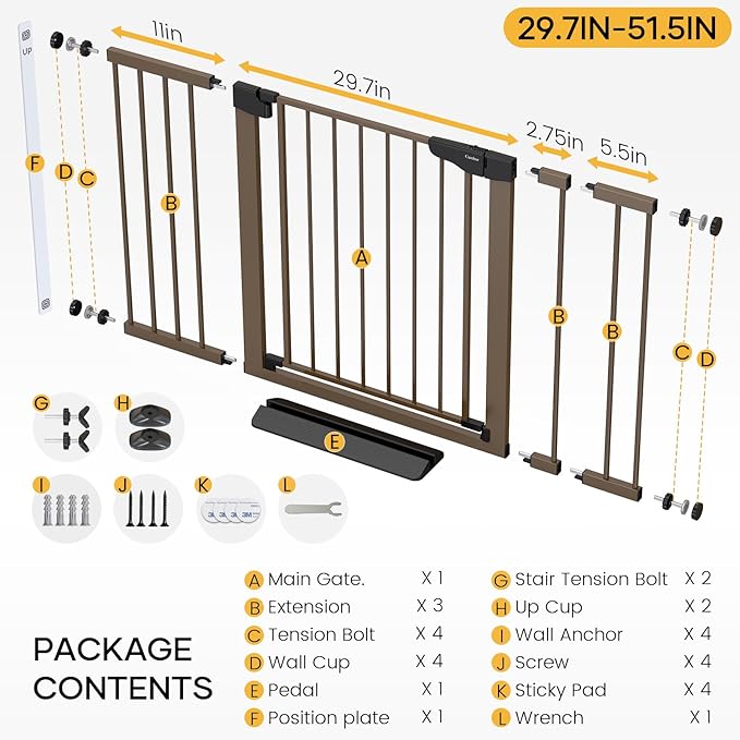 Cumbor 2 Pack 29.7-51.5" Extra Wide Baby Gate - Image 9