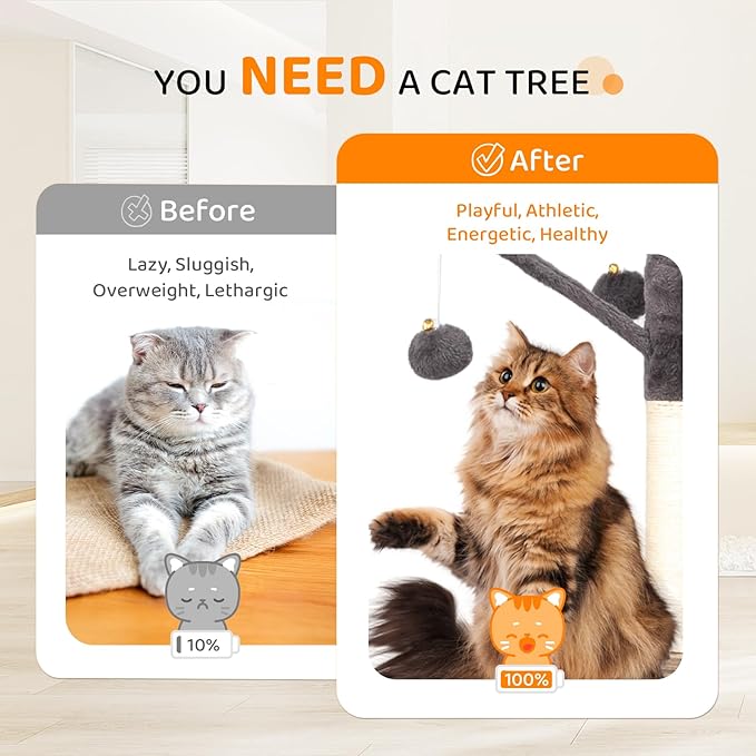 VINGLI Cat Tree Tower with Litter Box, Cat Tower wih Scratching Posts, Houses - Image 8