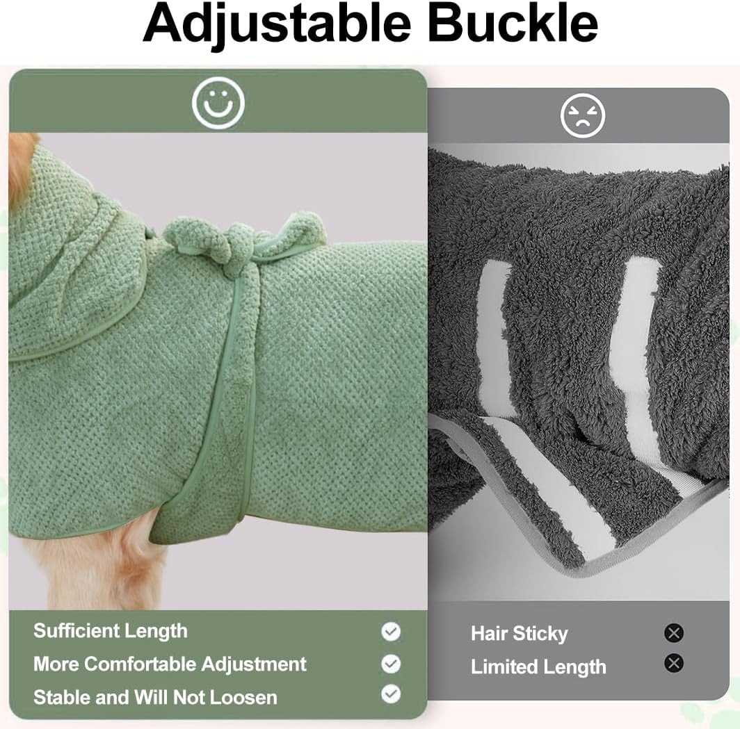Giant Dog Bath Bubble, Quick Drying Super Absorbent Used for After Bathing, Warm Dog Towels, Adjustable Hoodies and Belts for Pet Dogs Bath Clothes Products(Green Jacquard, 6XL)