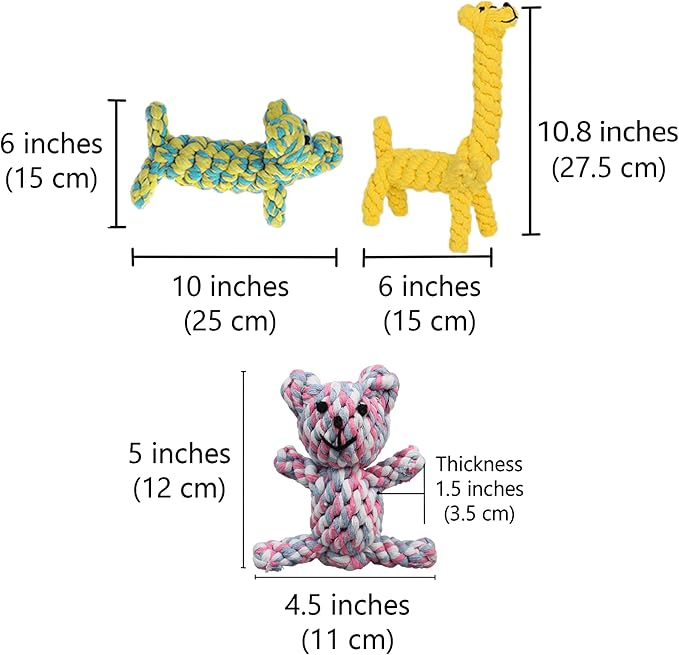 SunGrow Cotton Rope Knot Puppy & Ferret Toys, Tough Teething Chewable Teddy Bear - Image 6