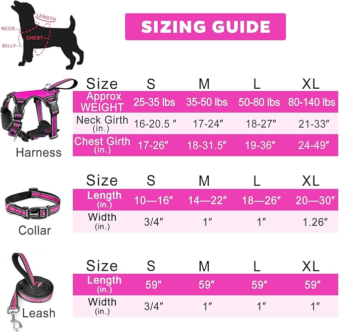 WINSEE Pet Harness Collar and Leash Set, All-in-one Reflective Dog Harness No - Image 6