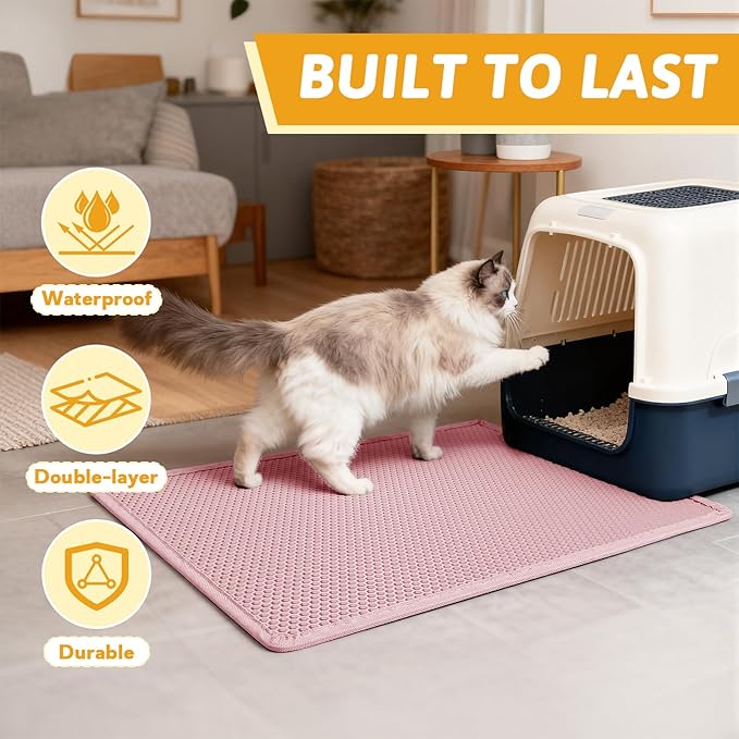 Pieviev Cat Litter Mat Double Layer Waterproof Urine Proof Trapping Mat 1 Pack) - Image 7