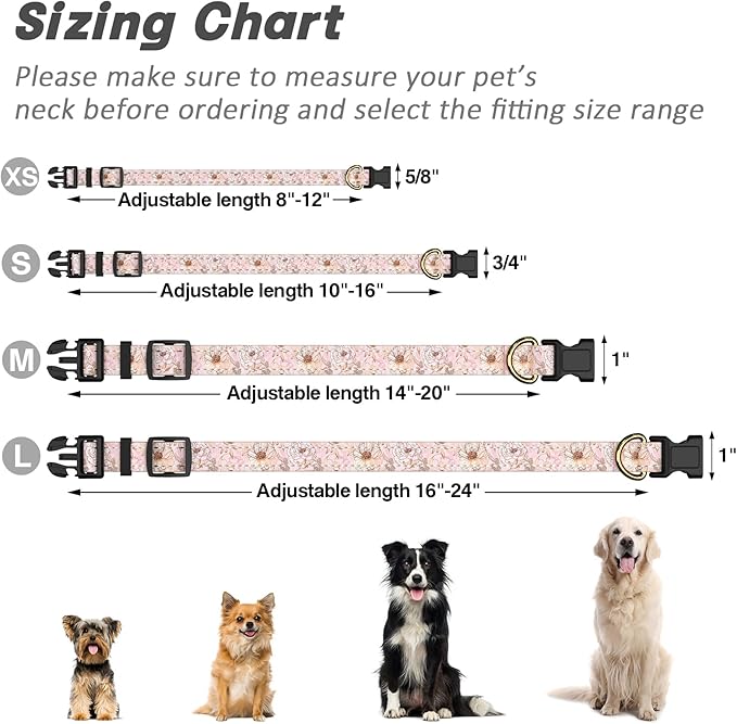 Reflective Dog Collar for Large Dogs, Cute Flower Theme Adjustable Heavy-Duty - Image 7