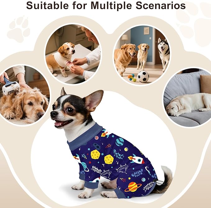 Bienbee Dog Pajamas, 4 Pack Dog Recovery Suit Shedding Suit Cute Soft Puppy - Image 7
