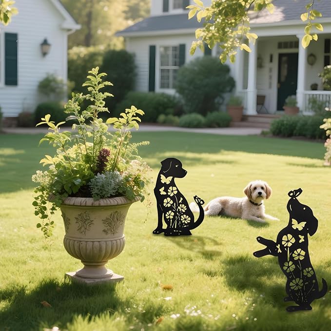 Metal Dog Garden Stakes Lawn Decor, Weather Resistant Steel Puppy Garden Art - Image 7