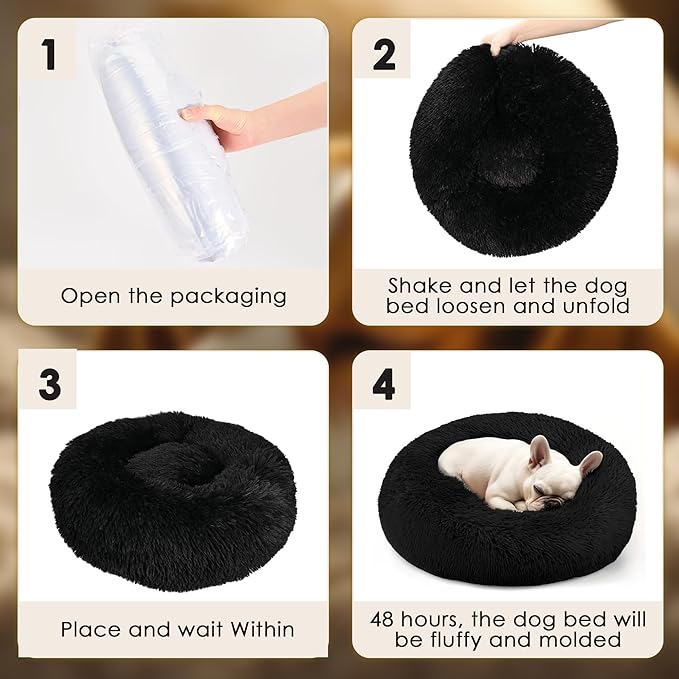 28in Large Dog Bed, Medium Size Dog and Cats, Calming Donut Bed - Image 6