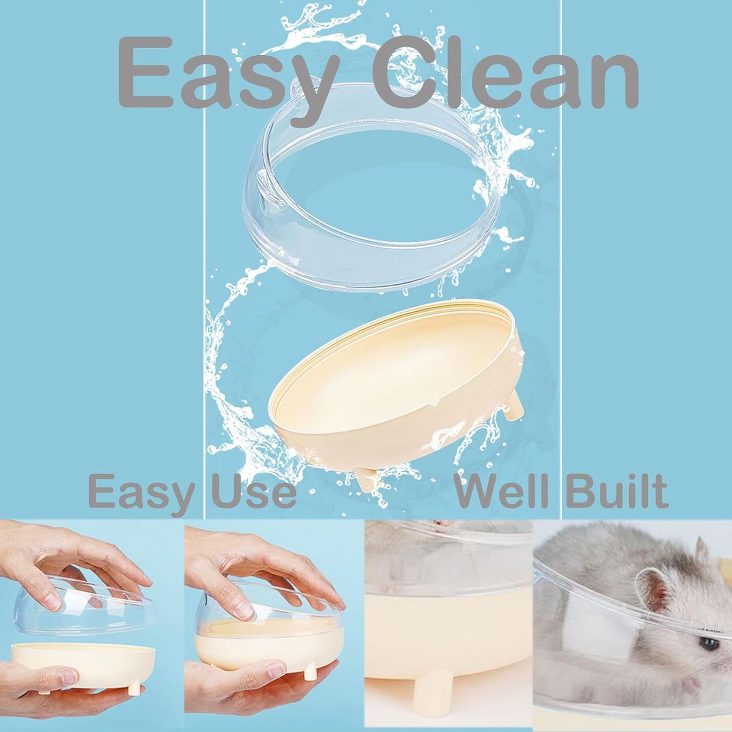 Meow&Woof Hamster Sand Bath Container, Large Sandbox Toilet Gerbil Batheoom, Tiny Chinchilla Dust Bathtub Sand Bath Box for Hamster Cage Accessories 6.5 Inch-Yellow