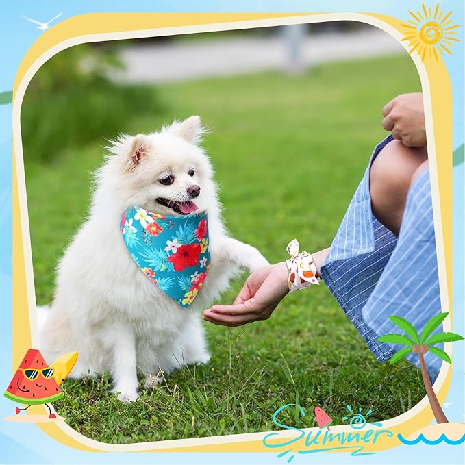 Preboun 50 Pcs Summer Bandanas Dogs Bulk Hawaiian Dog Bandanas Fruit Kerchief - Image 7
