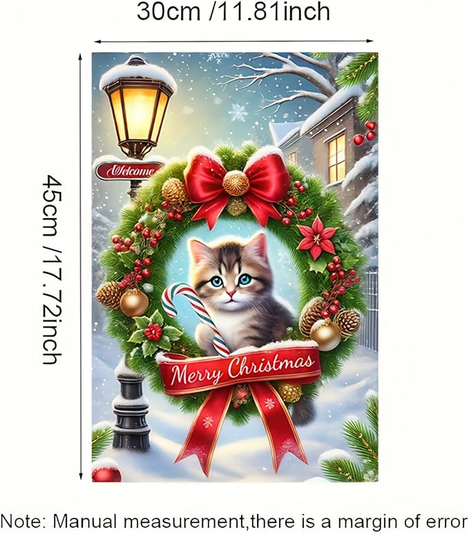 BlissYard Merry Christmas Cat Garden Flag 12x18 Inch Double Sided Holiday Kitten - Image 6