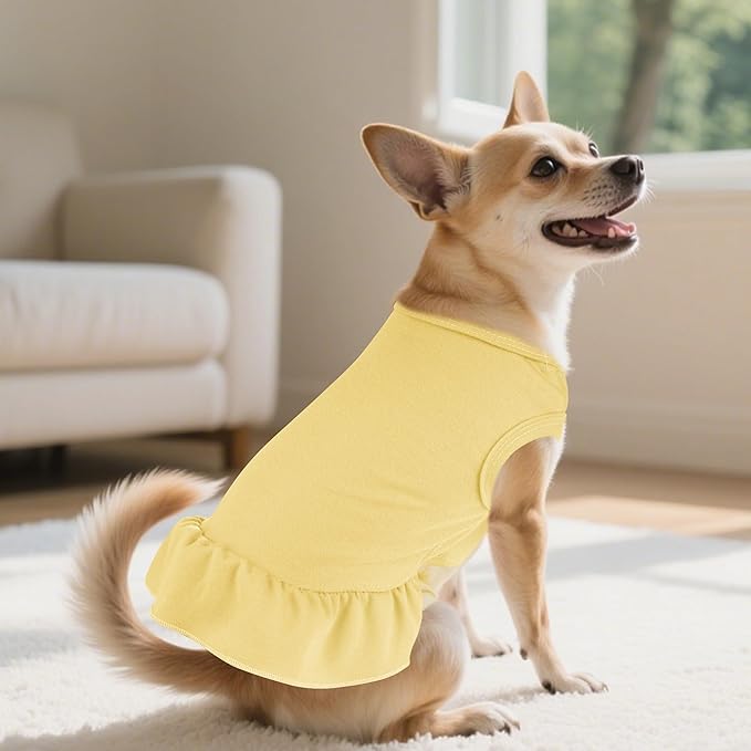 2 Pcs Dog Dress Cute Cat Skirt Solid Color Summer Clothes - Image 6