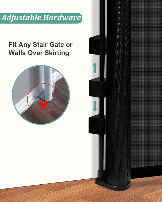 Miumoon 50 inch Retractable Baby Gates 34 inch Tall, Retractable Gate - Image 7
