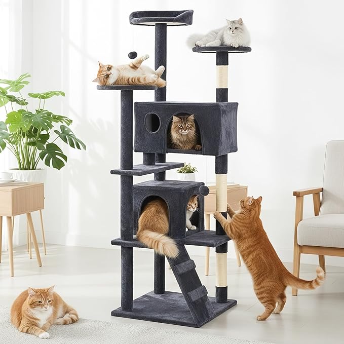 DUMOS 62-inch Indoor Cat Tree Tower –Multi-Level Pet House - Image 7