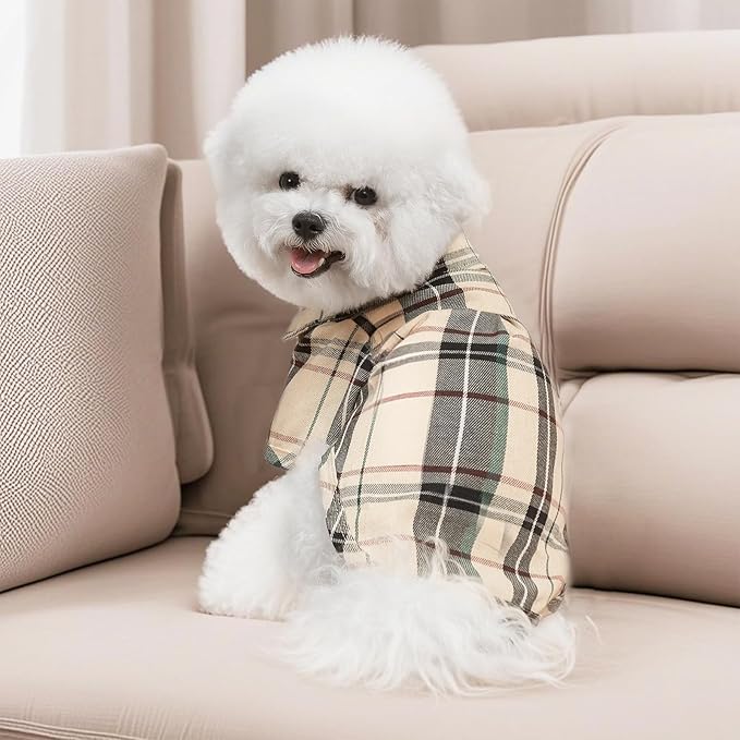 PUPTECK Plaid Dog Shirt, Cute Puppy Cat Polo T-Shirt, Soft Pet Clothes Boy Girl - Image 9