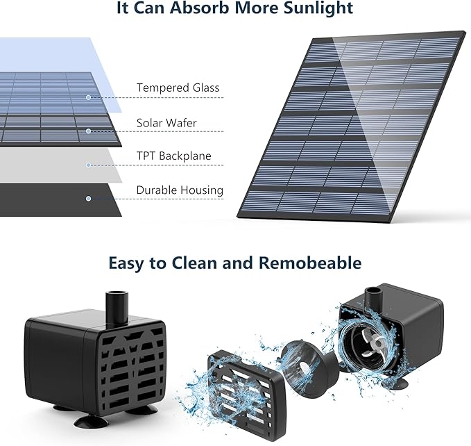 AISITIN Solar Water Pump for Water Feature Outdoor, DIY Solar Fountain Kit - Image 7