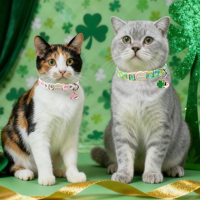 DOGWONG 2 Pack St Patricks Day Cat Collar Breakaway, Safety Adjustable Green - Image 6