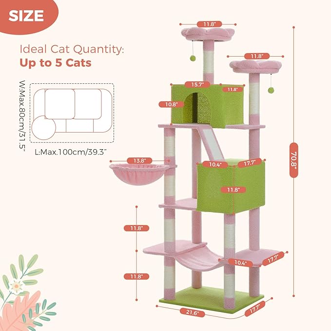 MUTTROS Flower Cat Tree Tall 70.8" - Image 7