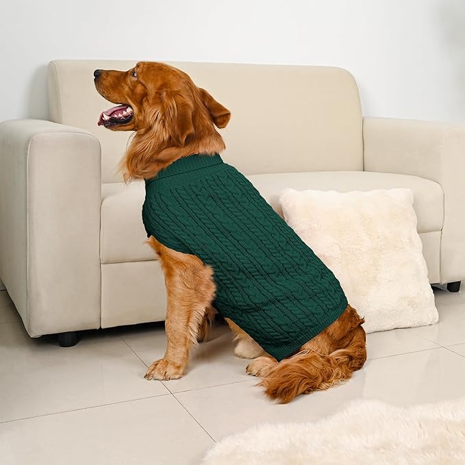 2 Pack Dog Sweaters for Large Dogs Winter Turtleneck Pullover Cable Knit Fleece - Image 7
