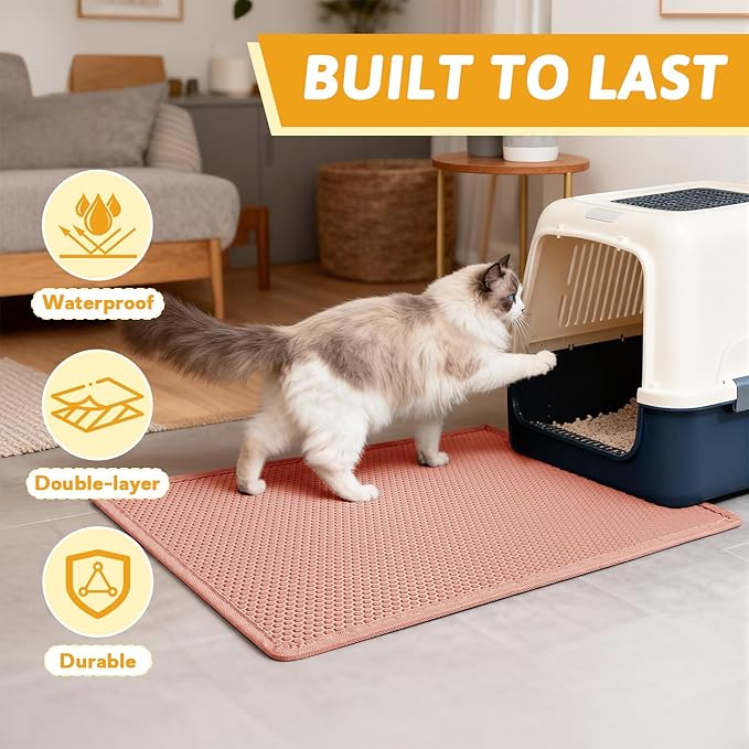 Pieviev Cat Litter Mat Double Layer Waterproof Urine Proof Trapping Mat 1 Pack) - Image 7