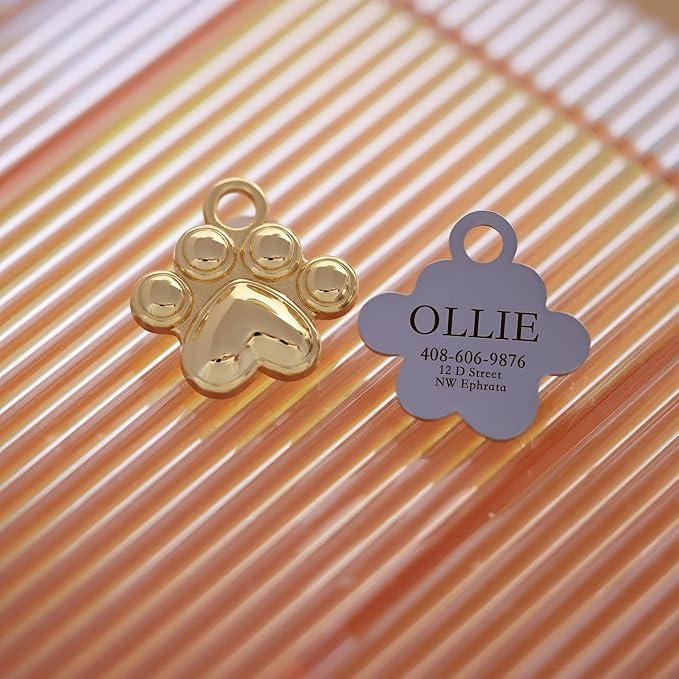 Dogs ID Tags Personalized Double Sided Deep Engraved Cat & Dog Collar Charm Paw - Image 7