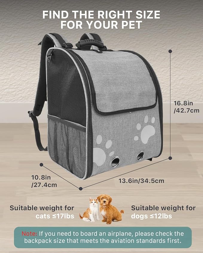 Cat Backpack Carrier with Comfort Handle, Ventilated Cat Backpack with - Image 9