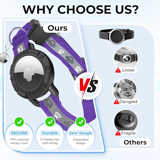 Breakaway AirTag Cat Collar, Reflective Cat Tracker Collar - Image 7