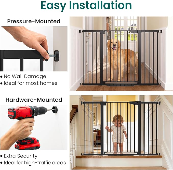 Cumbor 36" Extra Tall Baby Gate, 30-54" Wide Dog Gates - Image 8