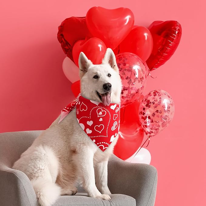 50 Pcs Valentines Day Dog Bandanas Bulk Red and Pink Heart Bandanas - Image 7